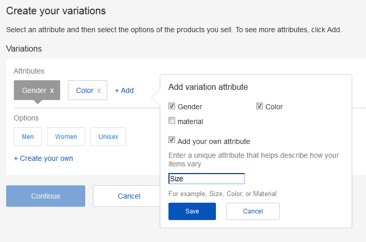 eBaylisting多属性设置