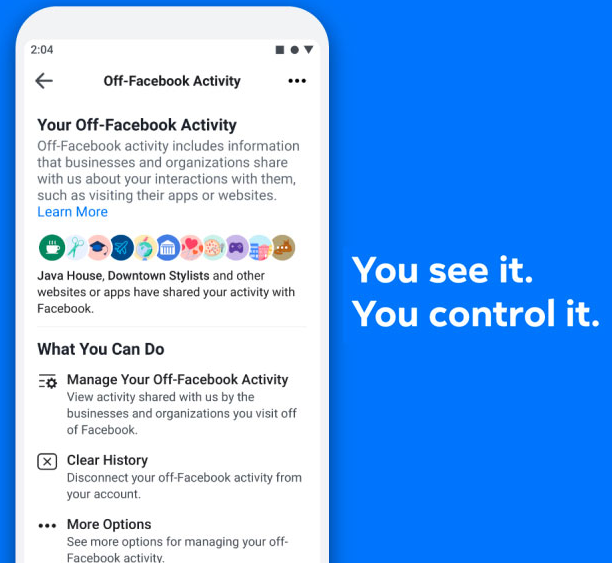 Facebook为隐私意识的用户提供了一些对活动跟踪的控制