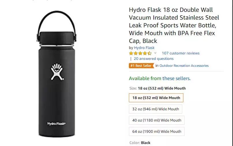 亚马逊美亚市场HydroFlask