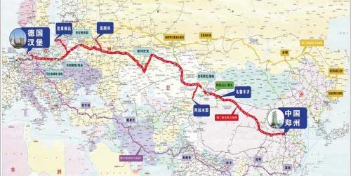 中欧班列线路图之郑州～汉堡