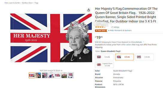 排名从28万冲到BS，英国女王逝世周边产品大卖！